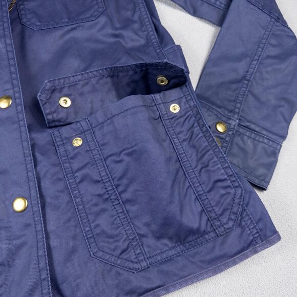 J.Crew Downtown Field Jacket Womens S Navy Waxed Cotton Utility Military Zip - Picture 6 of 10